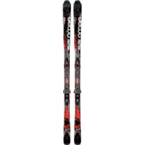 Pair of black and red alpine skis.