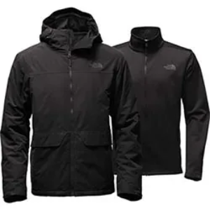 Black jackets with front zippers and hoods.